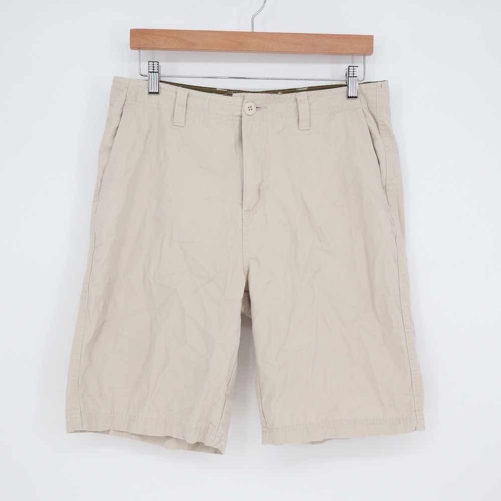 Fossil Mens Khaki Beige Cotton Twill Chino Shorts Size 34 Regular Fit Casual